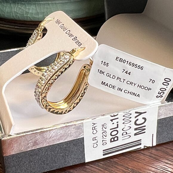 And Now This - 18K Gold Over Brass Earrings NIB/NWT - Picture 4 of 4